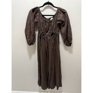 DISSH Chocolate Puff Sleeve Midi Dress